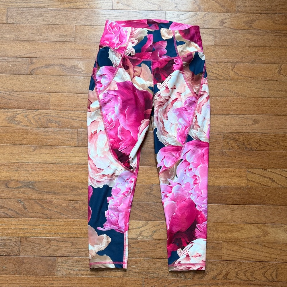 Albion Women's Floral Leggings - Pink and Navy